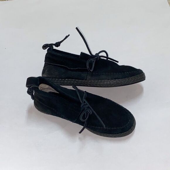 UGG Shoes - UGG S/N 1094814 Woodlyn Black Suede Loafers with Shearling Lining Size 7USA